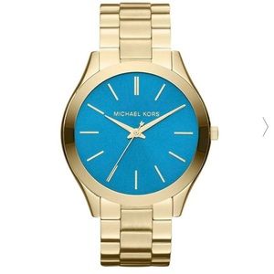 MICHAEL KORS Slim Runway Gold/Blue Stainless Steel Watch